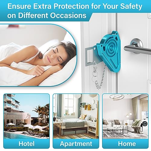 Urgeeo Metal Portable Door Lock for Travel Hotel Room Safety - Hotel Door Locks for Travelers Security, Extra Door Lock from Inside, Apartment Room Security Latches & Bolts Travel Essentials,Blue - Image 4