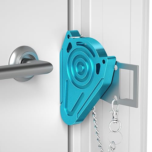 Urgeeo Metal Portable Door Lock for Travel Hotel Room Safety - Hotel Door Locks for Travelers Security, Extra Door Lock from Inside, Apartment Room Security Latches & Bolts Travel Essentials,Blue - Image 1