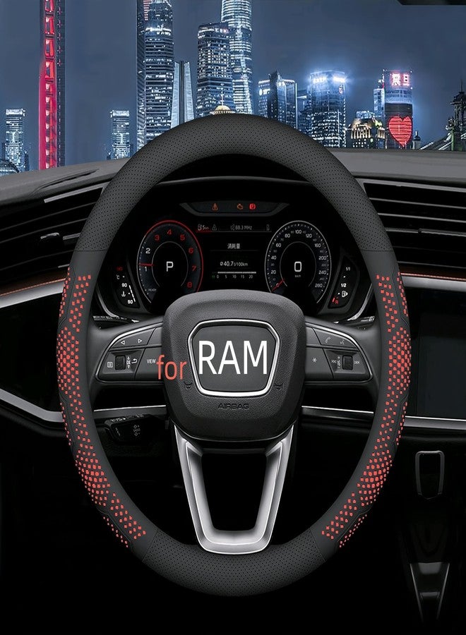 Yangday Leather Steering Wheel Cover for Dodge Ram 1500 2500 3500, 15.5-16 inches Car Steering Wheel Cover with Non-Slip Breathable (Red) - Image 1