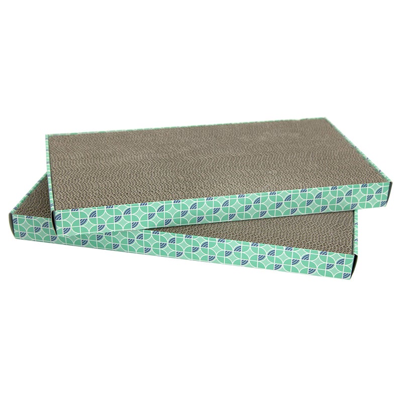 Kitty City Cat Scratcherâ€“ 2-Pack Durable Corrugated Cardboard Scratch Pads with Catnip â€“ Double-Sided for Longer Use, Cat Claw Maintenance & Furniture Protection - Size: 10" x 18"