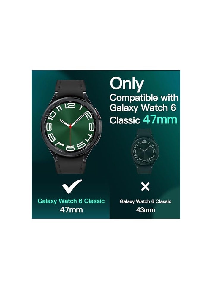 جي تيك حافظة JETech مكونة من 4+4 قطع وواقي شاشة لساعة Samsung Galaxy Watch 6 Classic 47 مم، غطاء حماية من الصدمات من الزجاج المقسى (أسود/شفاف/فضي/أزرق) - Image 2