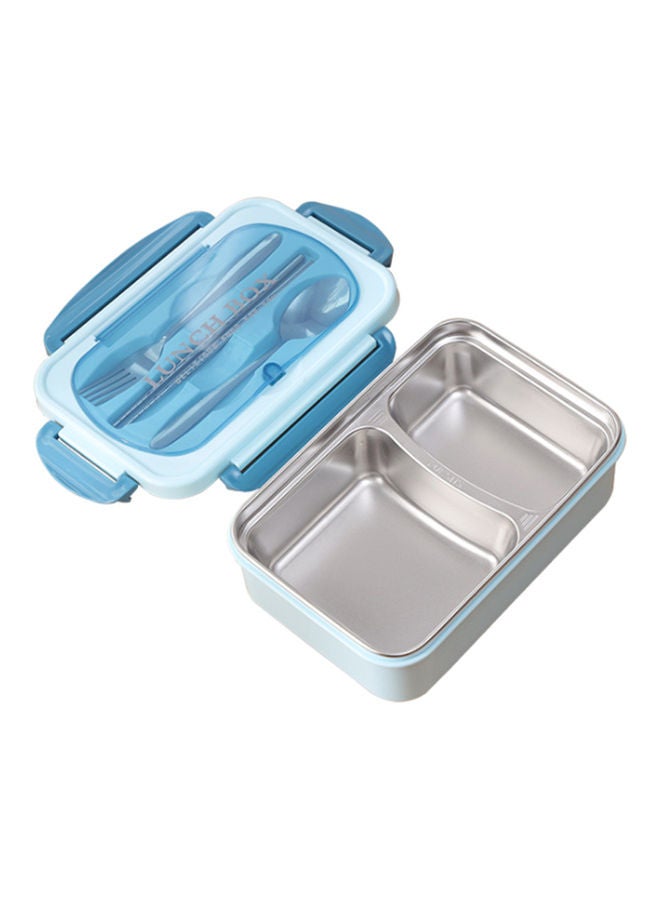 Y&D Microwave Heating Divided Food Containers With Spoon And Chopsticks Blue 23.0x16.5x8.0cm  - Image 1