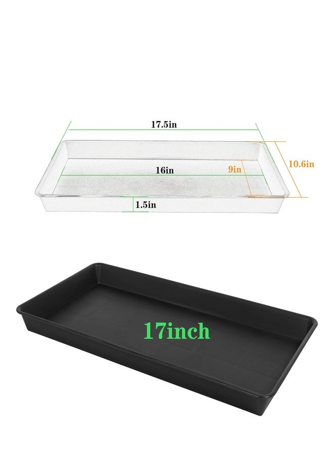 VUWEZ 2 Pack Plant Saucer Tray Rectangular, Plant Growing Nursery Trays, Heavy Sturdy Seed Starting Trays, Plants Starter Saucers for Indoors No Holes, Seed Starter Growing Tray (17.5"x10.6", Black) - Image 2