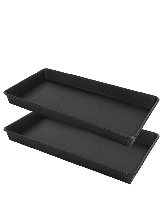 VUWEZ 2 Pack Plant Saucer Tray Rectangular, Plant Growing Nursery Trays, Heavy Sturdy Seed Starting Trays, Plants Starter Saucers for Indoors No Holes, Seed Starter Growing Tray (17.5"x10.6", Black) - Image 1