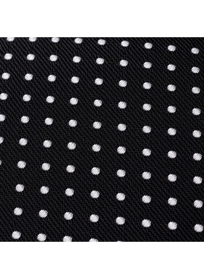 Men’s Black Polka Dot Necktie with Matching Pocket Square – 2-Piece Formal Set - Image 4