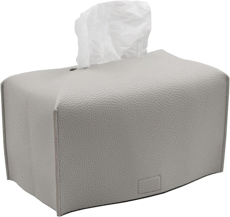 Livelab Tissue Box Cover, Modern Decorative PU Leather Rectangular Tissue Box Case Organizer Holder for Vanity Countertop, Night Stands, Livingroom, Office Desk & Car 9.5X5X5'' | Pastel Grey - Image 1