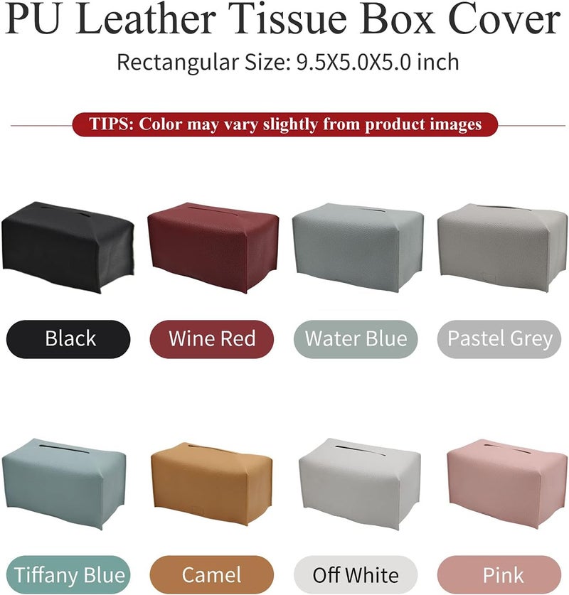 Livelab Tissue Box Cover, Modern Decorative PU Leather Rectangular Tissue Box Case Organizer Holder for Vanity Countertop, Night Stands, Livingroom, Office Desk & Car 9.5X5X5'' | Pastel Grey - Image 5