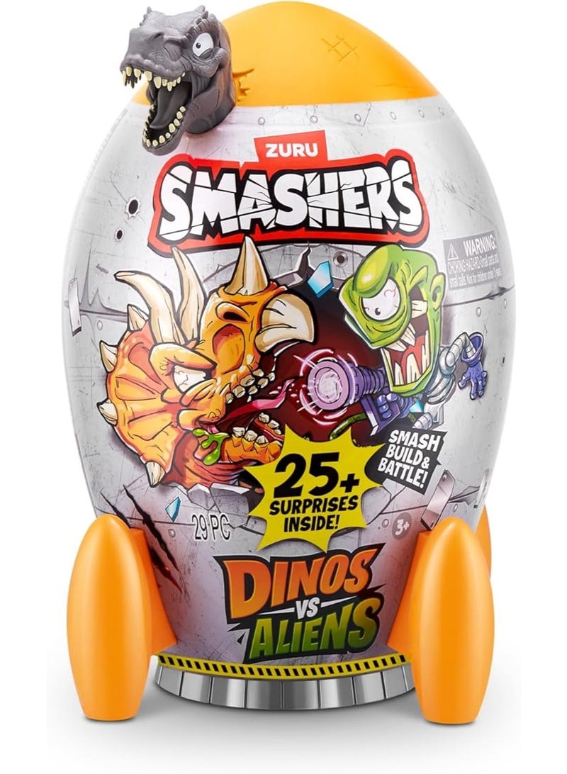 زورو Smashers Dino vs Aliens Rocket Egg with Over 25 Surprises, Dinosaur Figures, Alien UFO, Slime, Sand, Collectible Action Toys for Kids, Build and Battle Dino Against Alien Invaders - Image 1