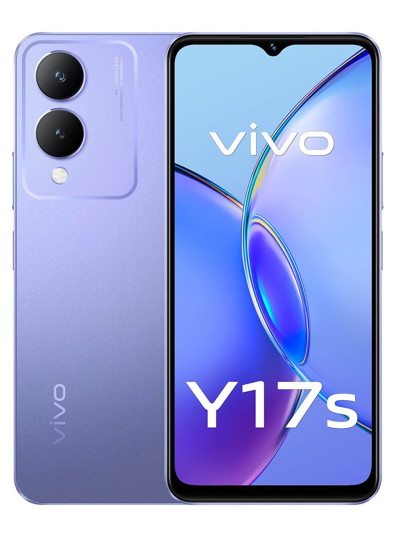 Y17s، ثنائي الشريحة، أرجواني لامع، 6 + 6 جيجابايت رام، 128 جيجابايت، 4G مع سماعة أذن سلكية هدية - إصدار الشرق الأوسط