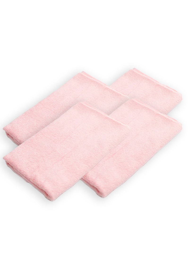 More cottons Hand Plain Towels Set of 4 (30x30cm) Pink 