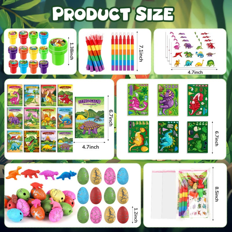 BenLouis 168Pcs Dinosaur Party Favors Dino Theme Coloring Books Crayons Sticker Set Bulk for Kids Jurassic Birthday Goodie Bag Stuffer Classroom Gifts Rewards Craft Pinata Fillers - Image 3