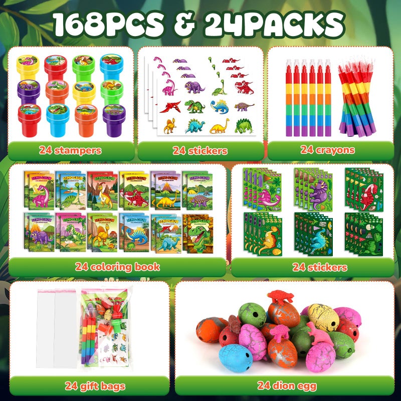 BenLouis 168Pcs Dinosaur Party Favors Dino Theme Coloring Books Crayons Sticker Set Bulk for Kids Jurassic Birthday Goodie Bag Stuffer Classroom Gifts Rewards Craft Pinata Fillers - Image 2