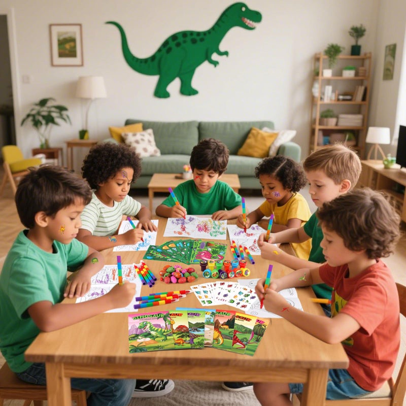 BenLouis 168Pcs Dinosaur Party Favors Dino Theme Coloring Books Crayons Sticker Set Bulk for Kids Jurassic Birthday Goodie Bag Stuffer Classroom Gifts Rewards Craft Pinata Fillers - Image 5