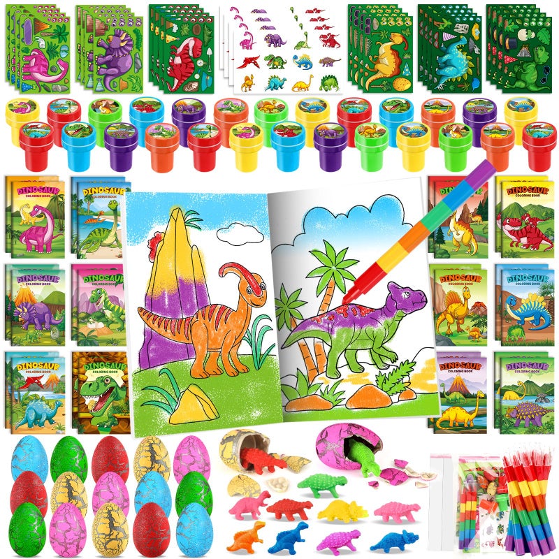 BenLouis 168Pcs Dinosaur Party Favors Dino Theme Coloring Books Crayons Sticker Set Bulk for Kids Jurassic Birthday Goodie Bag Stuffer Classroom Gifts Rewards Craft Pinata Fillers - Image 1