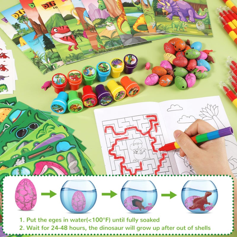 BenLouis 168Pcs Dinosaur Party Favors Dino Theme Coloring Books Crayons Sticker Set Bulk for Kids Jurassic Birthday Goodie Bag Stuffer Classroom Gifts Rewards Craft Pinata Fillers - Image 4