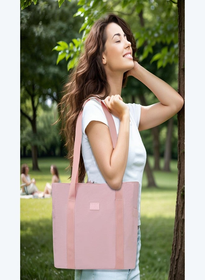 NGIL Yoga Tote Bag, Gym Tote Bag,Work Nurse Tote Bag for Women, Computer Tote for Laptop, Travel Tote Shoulder Bag for Women (Pink) - Image 3