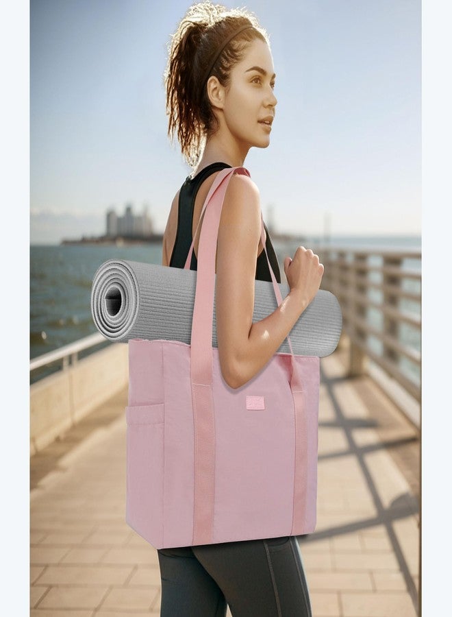 NGIL Yoga Tote Bag, Gym Tote Bag,Work Nurse Tote Bag for Women, Computer Tote for Laptop, Travel Tote Shoulder Bag for Women (Pink) - Image 2