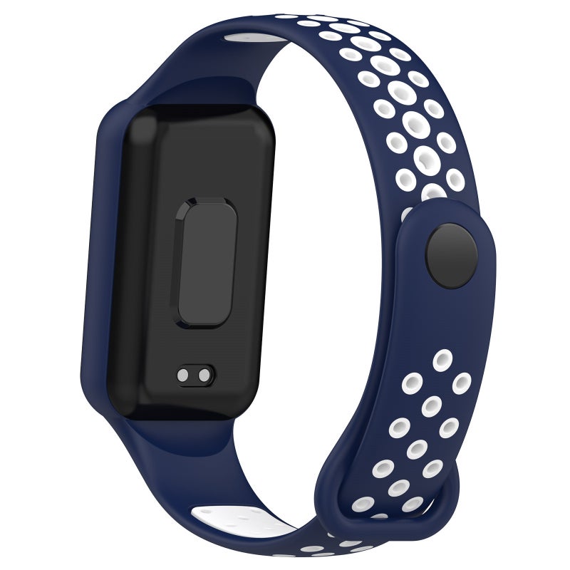 erorex For Xiaomi Smart Band 8 Active Dual Color Breathable Sports Silicone Watch Band(Blue White) - Image 2
