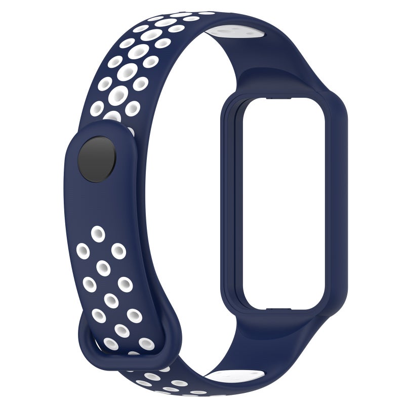 erorex For Xiaomi Smart Band 8 Active Dual Color Breathable Sports Silicone Watch Band(Blue White) - Image 3