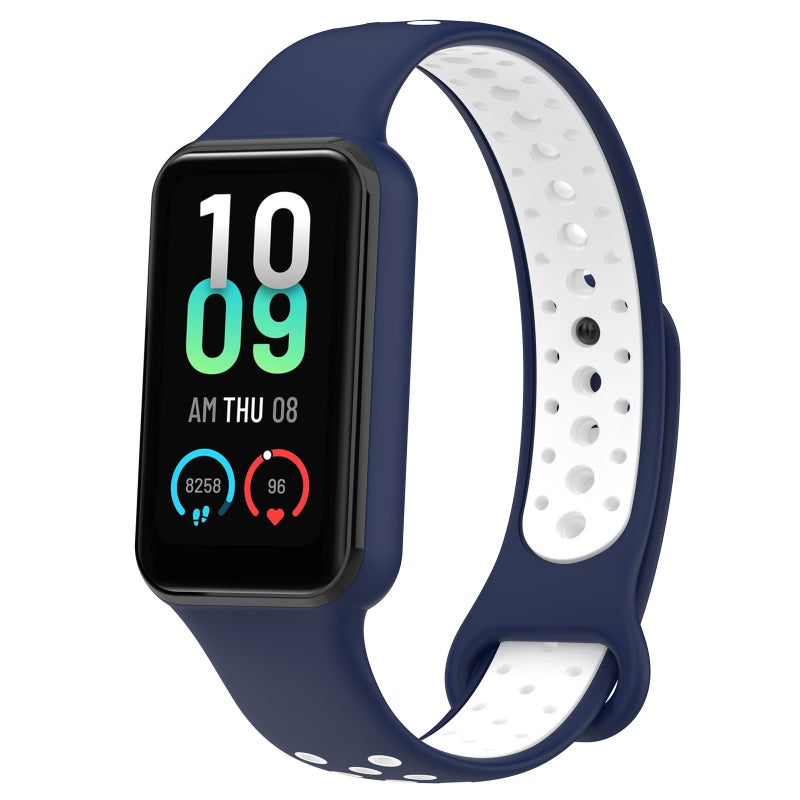 erorex For Xiaomi Smart Band 8 Active Dual Color Breathable Sports Silicone Watch Band(Blue White) - Image 1