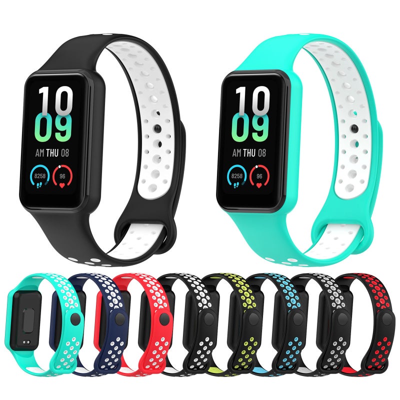 erorex For Xiaomi Smart Band 8 Active Dual Color Breathable Sports Silicone Watch Band(Blue White) - Image 5