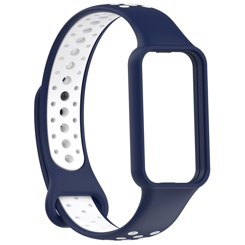 erorex For Xiaomi Smart Band 8 Active Dual Color Breathable Sports Silicone Watch Band(Blue White) - Image 4