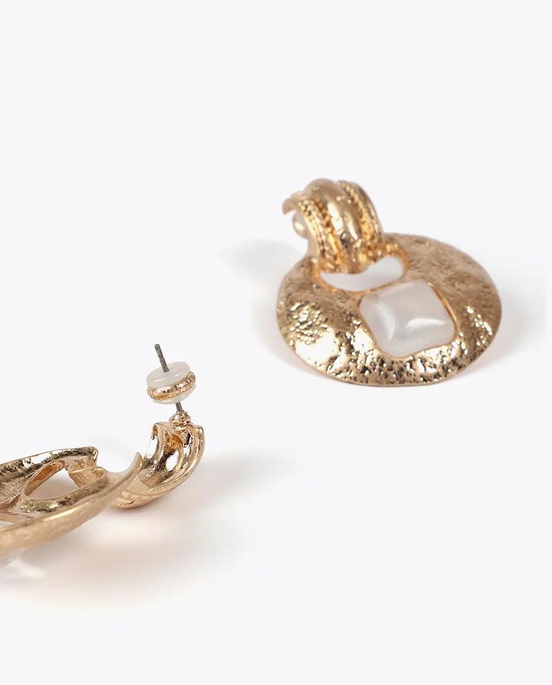 Lola Casademunt Hammered Metal Inlaid Earrings