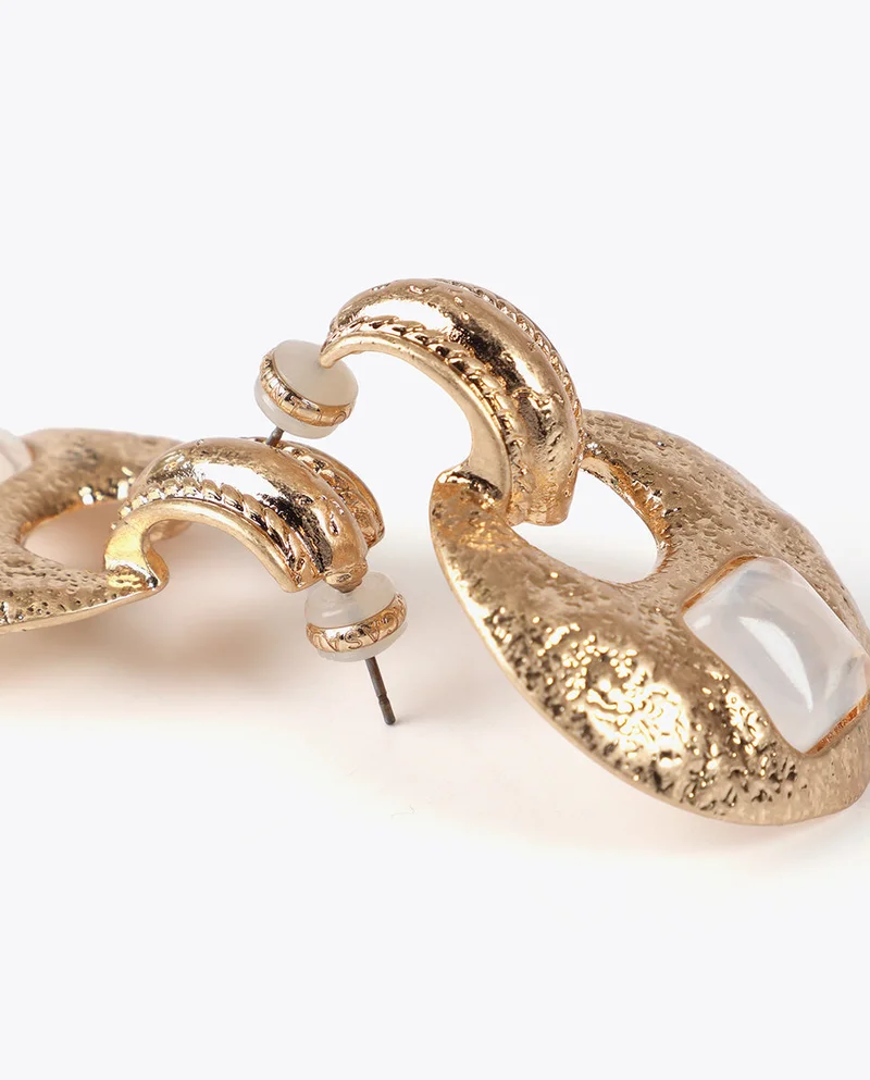 Lola Casademunt Hammered Metal Inlaid Earrings