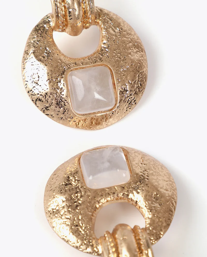 Lola Casademunt Hammered Metal Inlaid Earrings