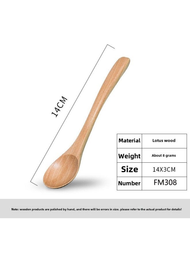 Direct Creative Wooden Spoon Children's Small Spoon Honey Spoon Seasoning Spoon Coffee Spoon Logo Lettering Wholesale-Color:14*3 Lotus Round Spoon -308  - Image 1