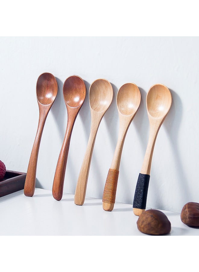 Direct Creative Wooden Spoon Children's Small Spoon Honey Spoon Seasoning Spoon Coffee Spoon Logo Lettering Wholesale-Color:14*3 Lotus Round Spoon -308  - Image 5