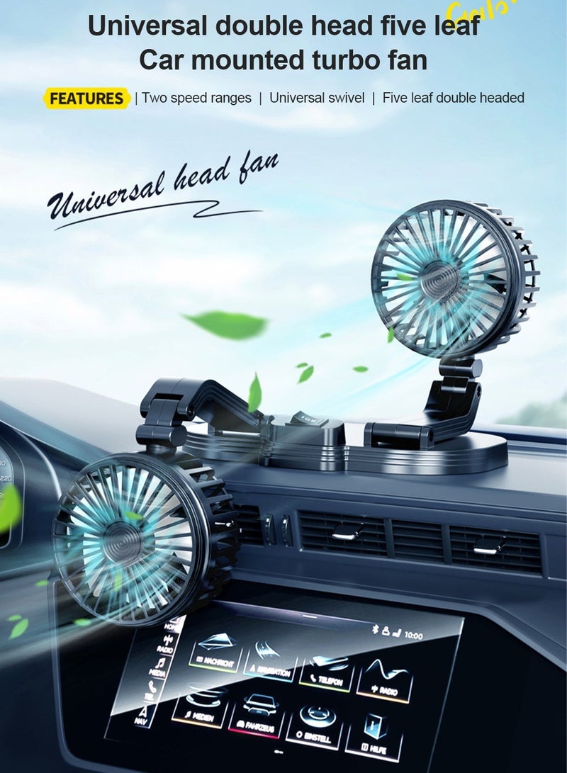 AL RAID Dual Head Car Fan, 360 Degree Rotation, High Airflow, USB Power Supply for 12V/24V Car - Image 3