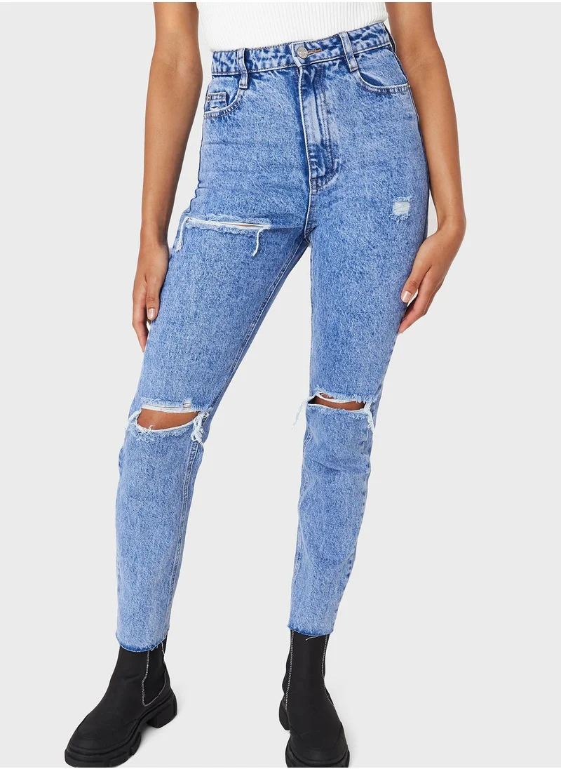 Missguided High Waist Ripped Jeans