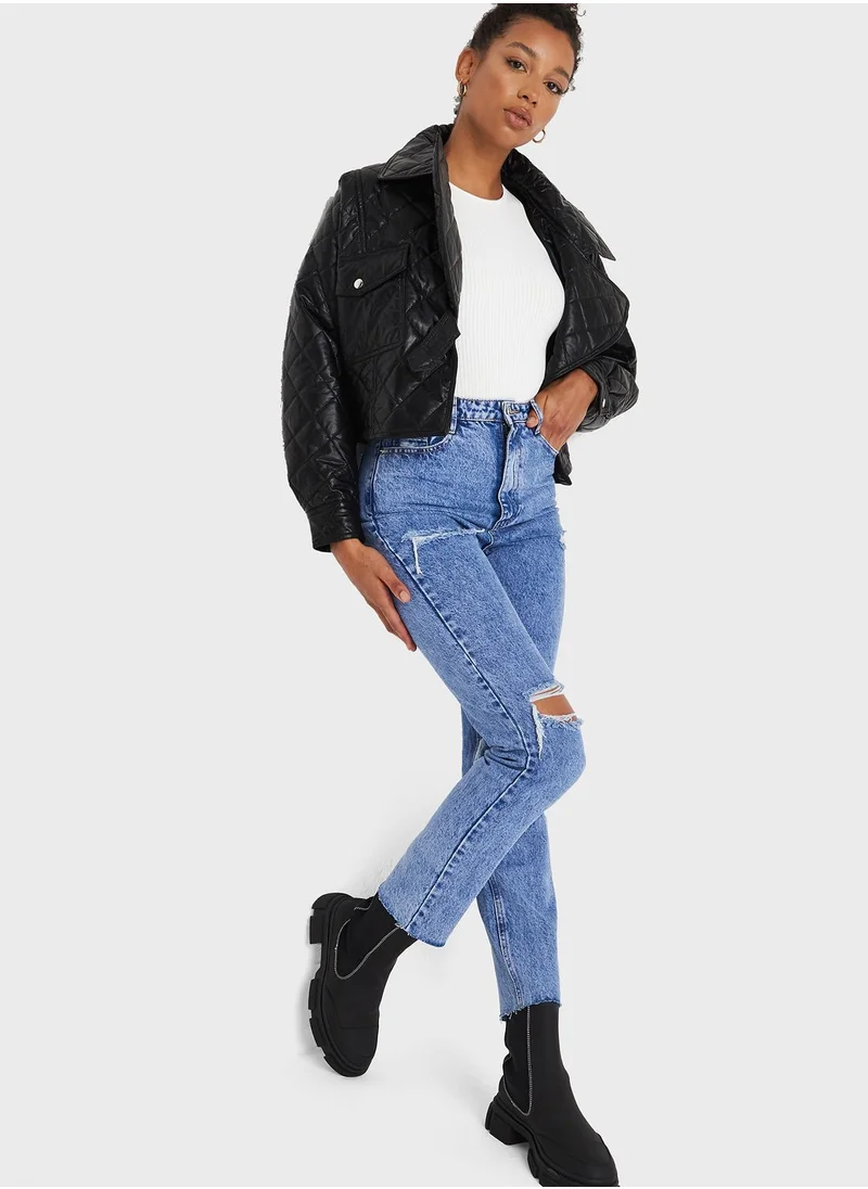 Missguided High Waist Ripped Jeans