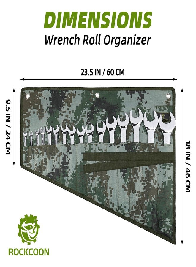 ROCKCOON 16 Pocket Wrench Roll Organizer, Rolled Tool Pouch Bag with Water Proof Oxford Cloth, Camouflage - Image 4