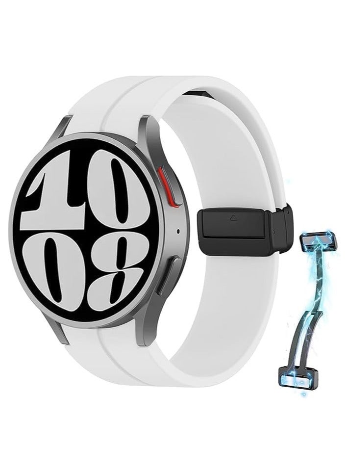 Magnetic Band for Watch 6 Classic 47mm 43mm/5 Pro 45mm/Watch 7 FE 6 5 4 44mm 40mm/4 Classic 46mm 42mm,Silicone Strap for Watch 5 Pro 45mm,No Gap Buckle - Image 1