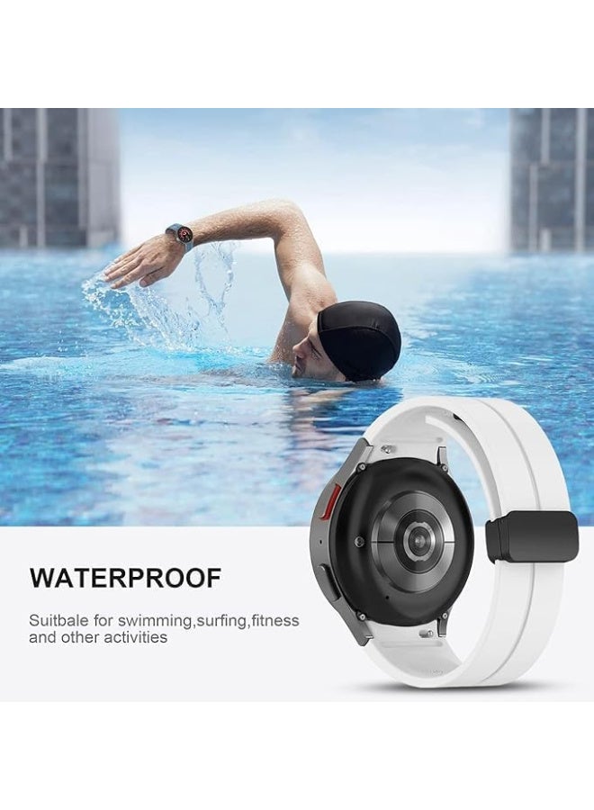 Magnetic Band for Watch 6 Classic 47mm 43mm/5 Pro 45mm/Watch 7 FE 6 5 4 44mm 40mm/4 Classic 46mm 42mm,Silicone Strap for Watch 5 Pro 45mm,No Gap Buckle - Image 3