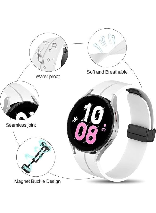 Magnetic Band for Watch 6 Classic 47mm 43mm/5 Pro 45mm/Watch 7 FE 6 5 4 44mm 40mm/4 Classic 46mm 42mm,Silicone Strap for Watch 5 Pro 45mm,No Gap Buckle - Image 4