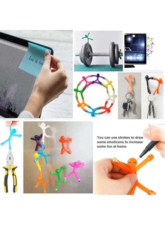 RRigo Refrigerator Magnets, 8 Pcs Novelty Mini Man Flexible Fridge Magnets, Cute Rubber Magnet Men Refrigerator Magnets + 100 Sheets/Pad Post-it Notes - Image 2