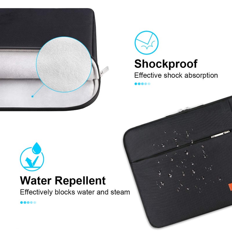 Lacdo 14 Inch Laptop Sleeve Case Computer Bag for HP Lenovo Dell ASUS Acer Chromebook 14 / HP Stream 14 / Dell Inspiron 14 / Lenovo IdeaPad 14 / Acer Spin 3 / ASUS ZenBook 14, Water-Resistant, Black - Image 3