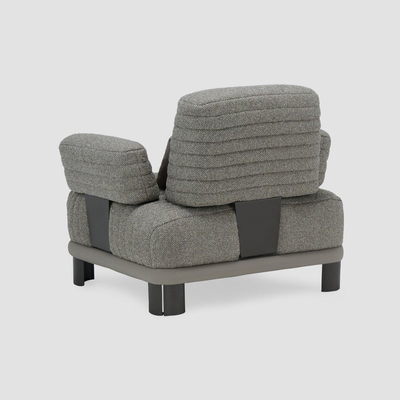 AL HUZAIFA FURNITURE Armonia Single Seater Sofa, Upholstered In Faux Leather & Fabric - Image 5