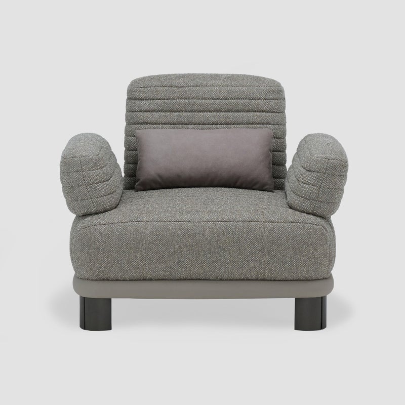 AL HUZAIFA FURNITURE Armonia Single Seater Sofa, Upholstered In Faux Leather & Fabric - Image 2