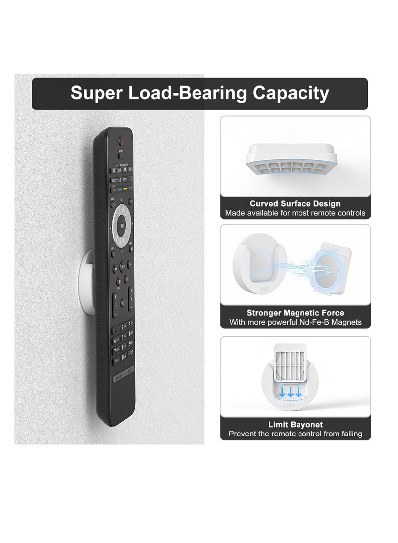 Excefore 4 Pack Magnetic Remote Control Holder, Wall Mount Remote Holder, Self Adhesive TV Air Conditioner Remote Control Holder, Suitable for Living Room Bedroom Wall (White) - Image 3