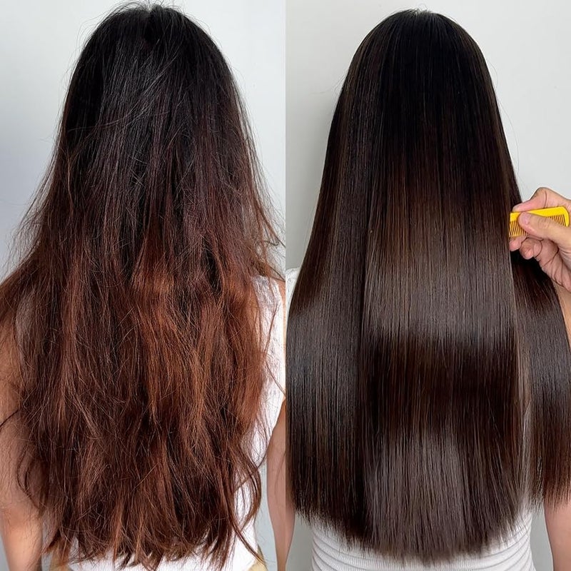 MOROCCAN KERATIN علاج الشعر بالكيراتين المغربي لتنعيم الشعر البرازيلي نتائج احترافية للاستخدام في الصالونات والمنزل ، نتائج عضوية تدوم طويلاً 4-6 أشهر مجموعة 4 قطع - Image 5