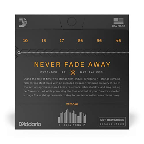 D'Addario XTE1046 XT Nickel Plated Steel Electric Guitar Strings, Regular Light, 10-46 - Image 2