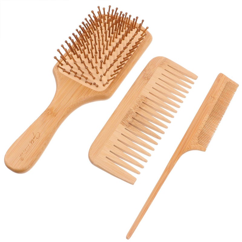 Wide Tooth Paddle Comb Set For Scalp Massage Detangling Hair Brush Men Women - Image 2