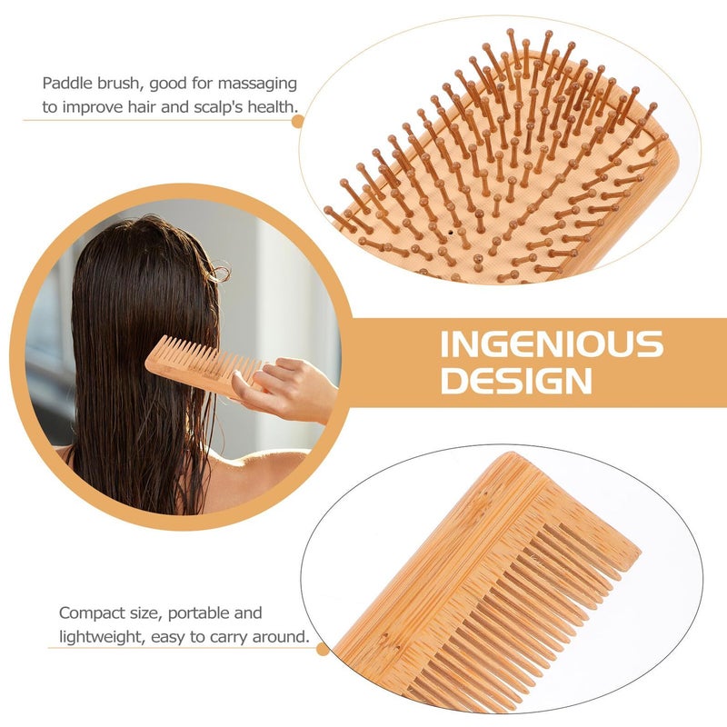 Wide Tooth Paddle Comb Set For Scalp Massage Detangling Hair Brush Men Women - Image 4