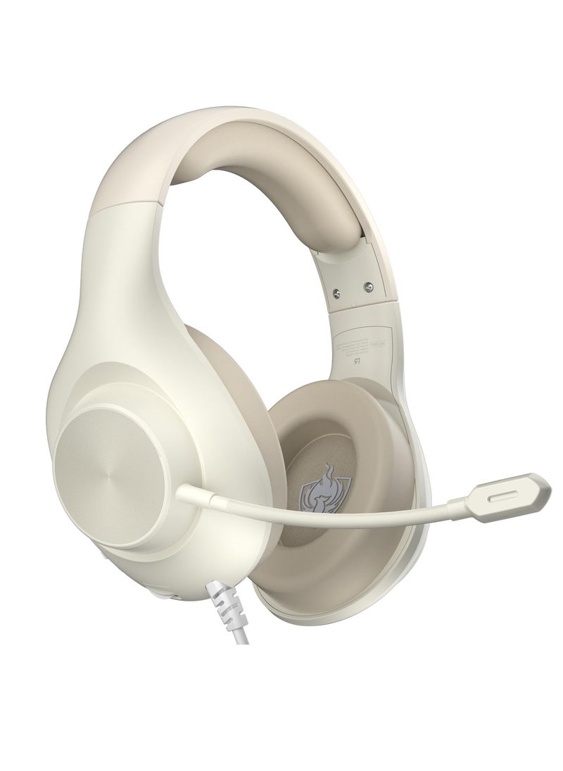Excefore - Wired Gaming Headset with 7.1 Surround Sound, H-7 Gaming Over Ear Headphones with Noise Cancelling, Flexible Mic, Memory Earmuffs, Wired Headset for PC/PS5/VS/Xbox Series X/S/Switch, White - Image 1