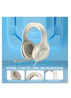 Excefore Wired Gaming Headset with 7.1 Surround Sound, H-7 Gaming Over Ear Headphones with Noise Cancelling, Flexible Mic, Memory Earmuffs, Wired Headset for PC/PS5/VS/Xbox Series X/S/Switch, White  - Image 5