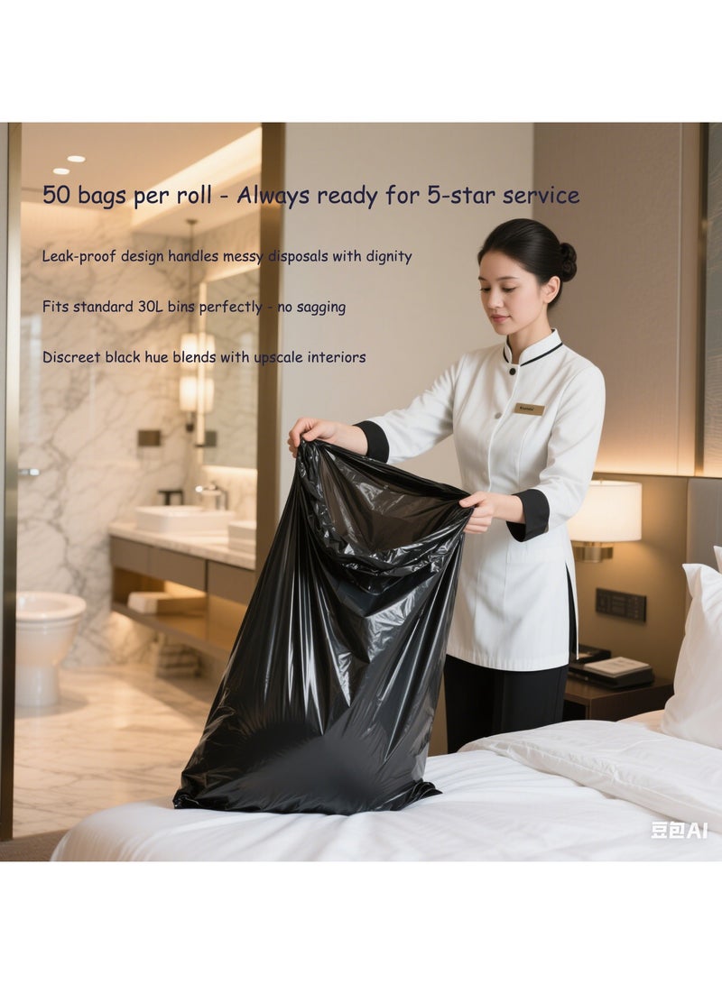 Pack of 50. Large Black Trash Bag (80 x 100cm), 50 Gallon  - Image 3